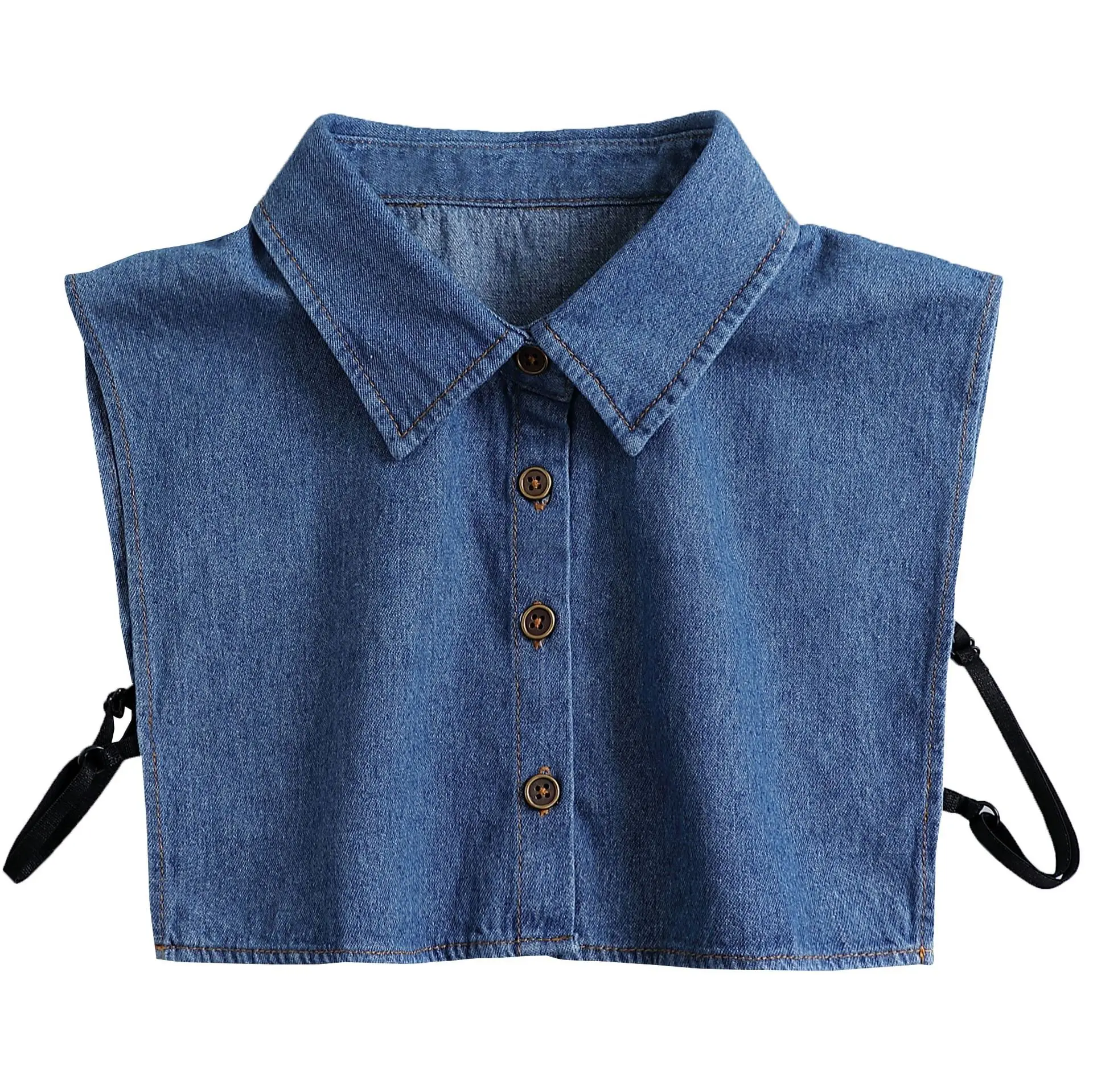 Versatile Korean Denim Shirt with Decorative Sweater Fake Collar for Men and Women Spring Autumn Fashion