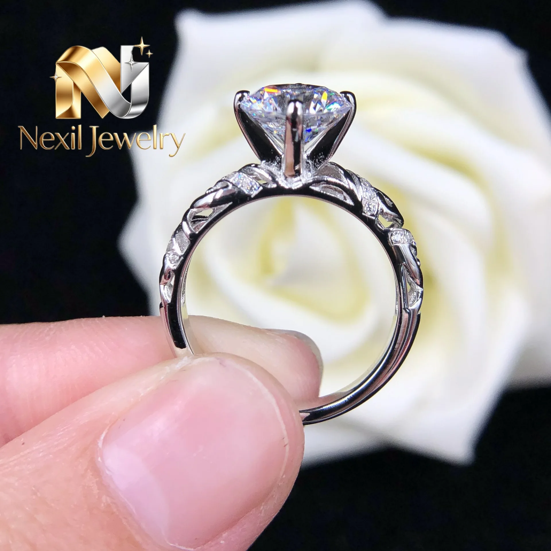 

Nexil Jewelry Nexil Jewelry 1ct Moissanite Vintage Ring for Women, PT950 Platinum Hollow Out, Exquisite Craft & Timeless Char