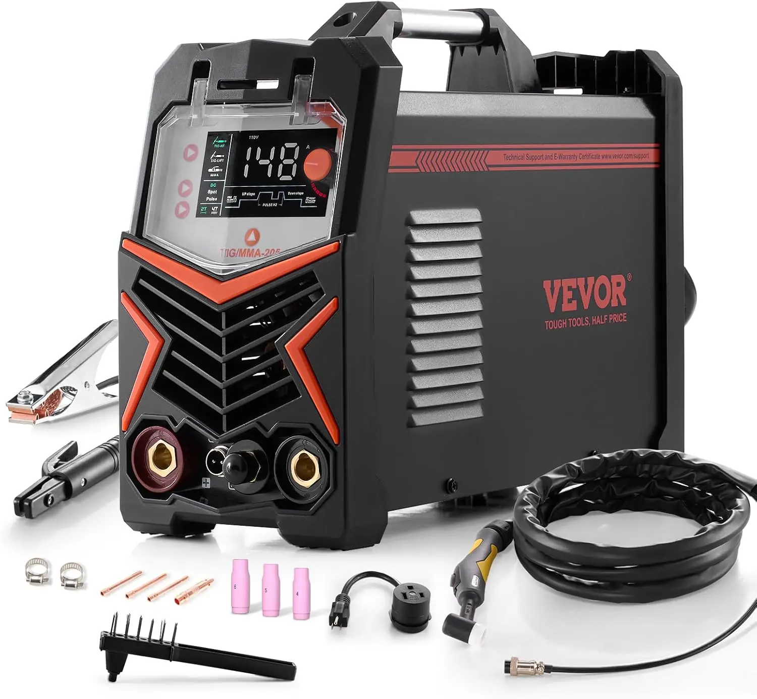 

TIG Welder 205A 3-in-1 DC TIG/Pulse TIG/MMA Welding Machine, LED Display, 110V/220V Dual Voltage, IGBT Inverter with High-Freque
