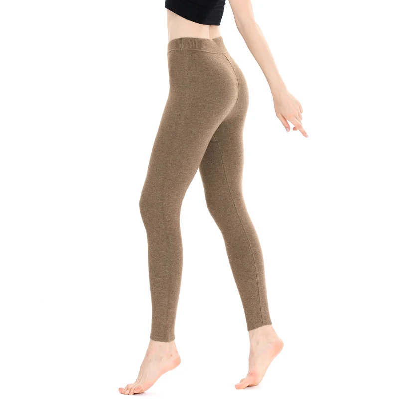 Women's 100% Pure Cashmere Knitted Base Layer Pants Autumn Winter Thick Warm Trousers Cold Resistance Cashmere Trousers