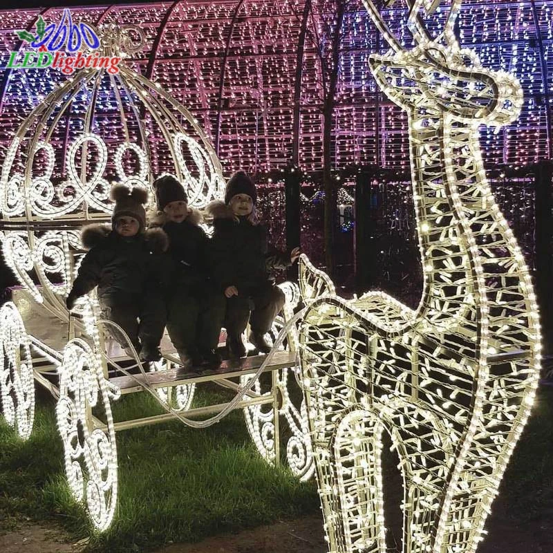 

custom.lighted up funny santa ride reindeer car motif outdoor Decora LED light