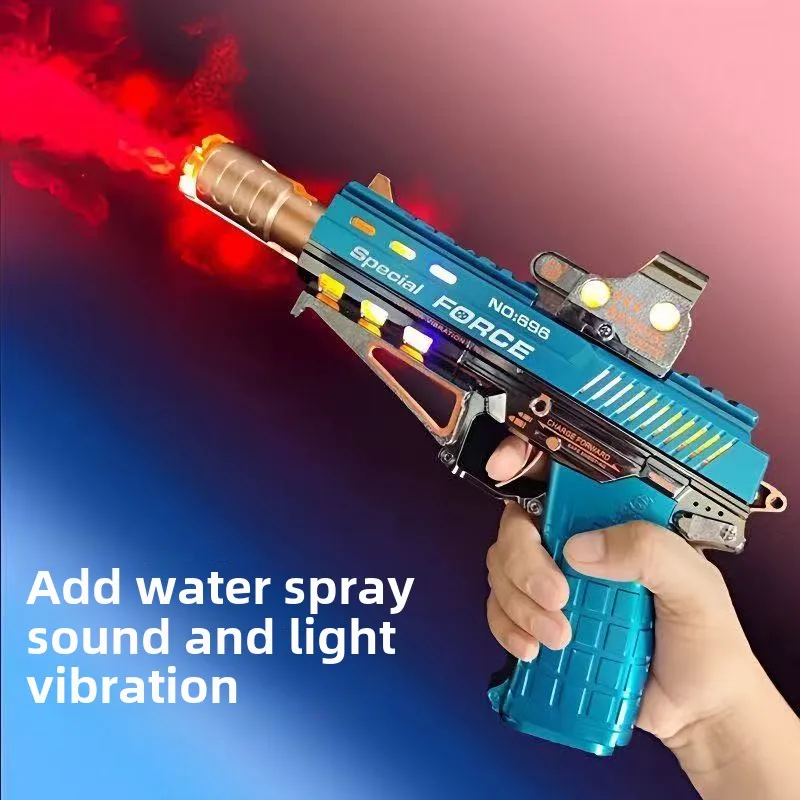 Neue Elektrische Sound Licht Pistole Spielzeug Kühlen Spray Wasser LED Licht Kampf Vibration Sound Wirkung Maschinenpistole Junge Baby Spielzeug