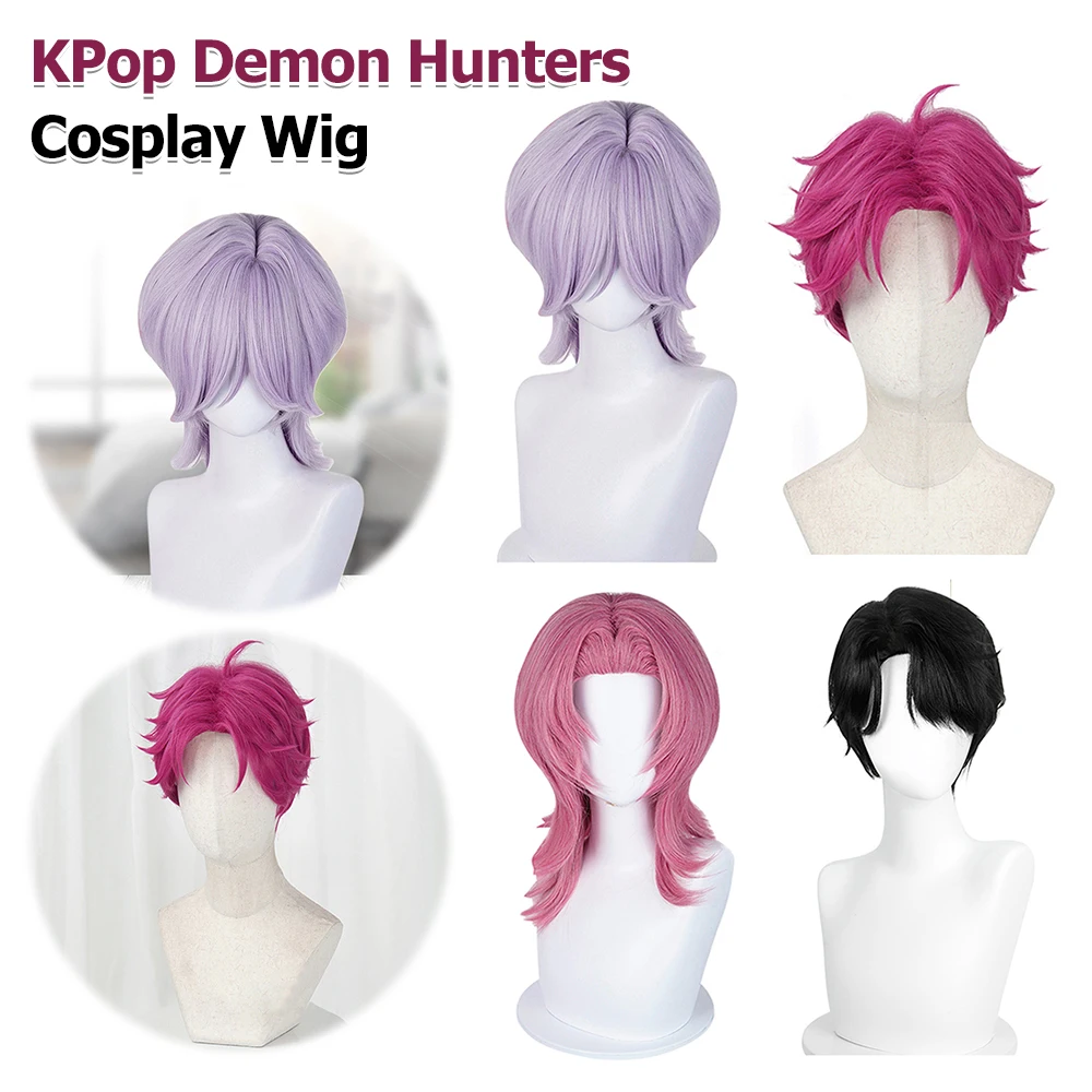 

KPop Demon Hunters Cosplay Wigs Heat Resistant Synthetic Hair Dress Up Wig Saja Boys Jinu Baby Abby Mystery Romance Costume Wig