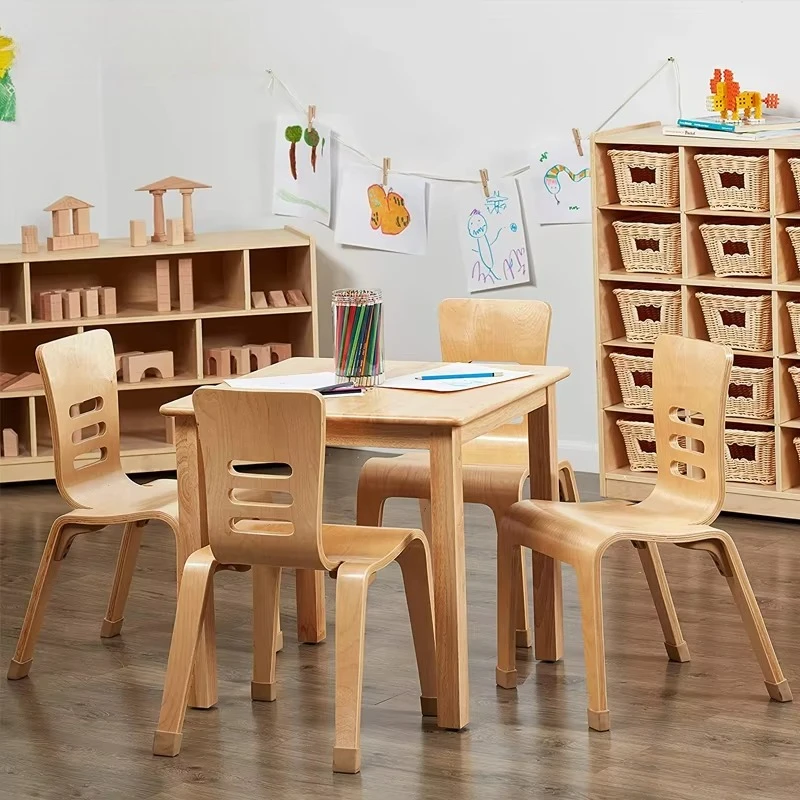 

Wholesale Montessori Day Care Center Kindergarten Classroom Design Wooden Desks and Chairs 2-4 Years Preschool Furniture