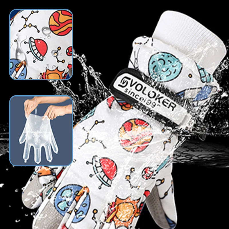 قفازات تزلج للأطفال مقاومة للماء والرياح قفازات شتوية دافئة للأطفال قفازات ثلج خارجية متوافقة مع شاشة اللمس للأماكن الخارجية #5