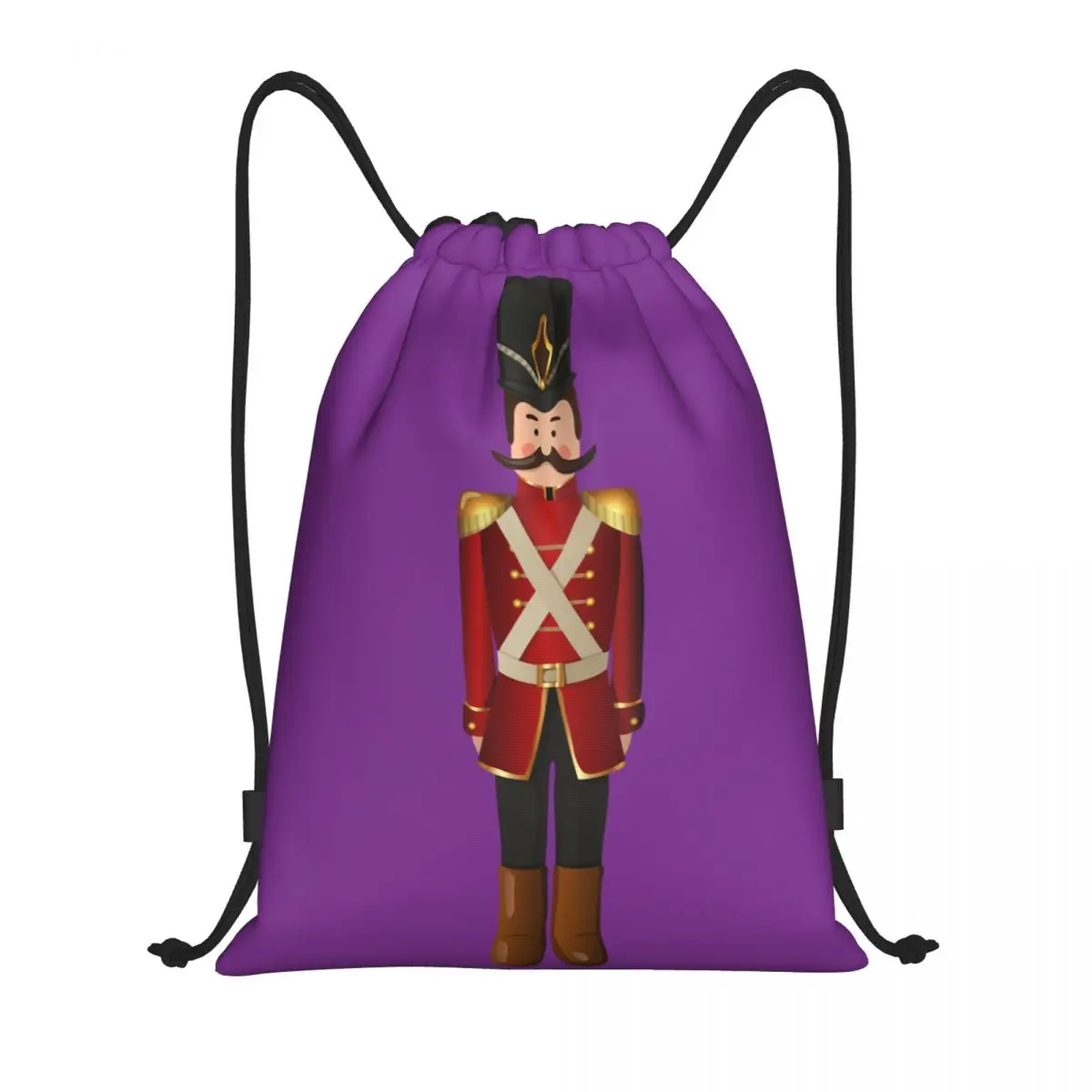 Custom Cartoon Christmas Nutcracker Toy Soldier Drawstring Bag for Shopping Yoga Backpacks Men Women Sports Gym Sackpack