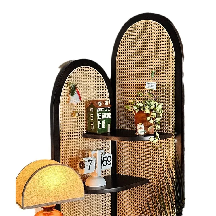 

Retro entrance corner cabinet, bedside sofa, back cabinet, medieval triangular log bookshelf, rattan corner shelf