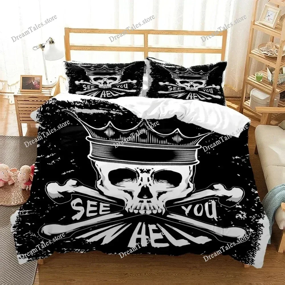 

Mysterious Black Skeleton Digital Print Polyester Bedding Sets Child Kids Covers Boys Bed Linen Setfor Teens Bed Sheet Set741