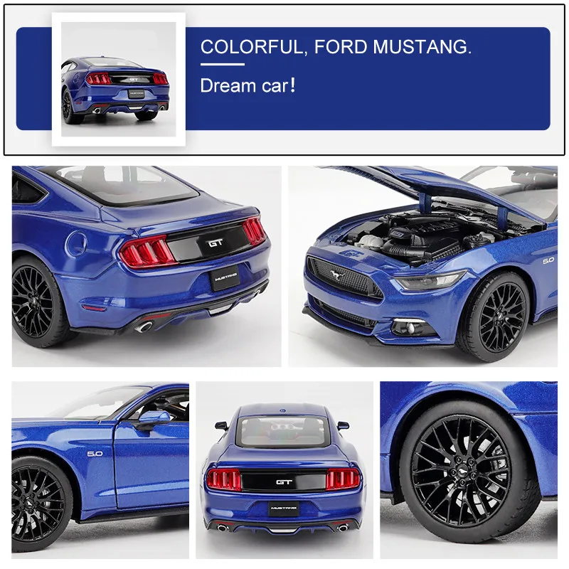 WELLY 1:24 2015 Ford Mustang GT Black Sports Car Model Car Supercar Model Alloy Car Model Collection Gift Children Toys For B164