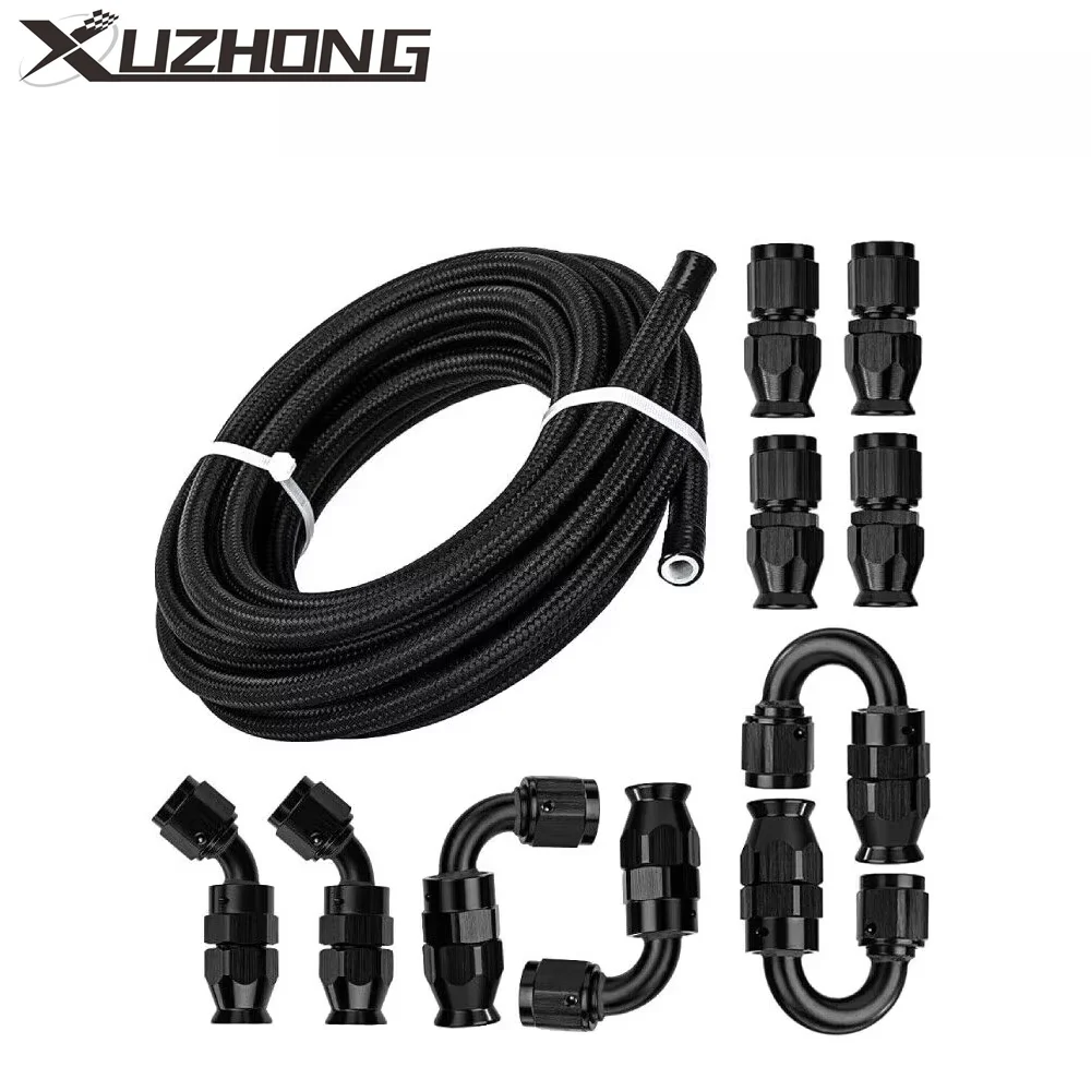 

Комплект топливных шлангов из черного нейлона и PTFE AN4, AN6, AN8, AN10, 20 футов, с 10 фитингами, E85, идеально подходит для гоночных автомобилей и мотоциклов
