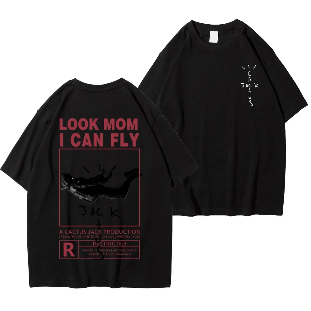 HOT SALE Street Cactus-Jack T-shirt Cotton Men Women LOOK MOM I CAN FLY Tee ASTROWORLD Hip Hop Short Sleeve Tshirts 80390