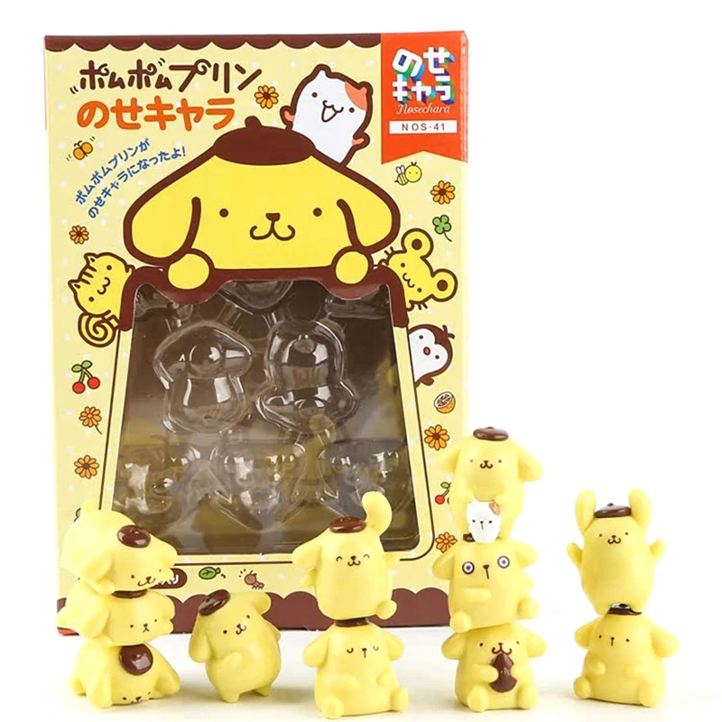 11Pcs/Set Sanrio Cartoon Cute Pompompurin Stacking Ornaments Kawaii Toys Anime Action Figure Model Toys for Girls Birthday Gift