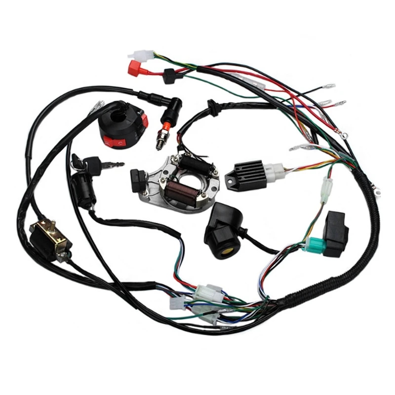 

For Motorcycle ATV Quad Pit Bike 50 70 90 110 125Cc Wiring Harness Full Complete Electrics Wiring Harness CDI STATOR Replacement