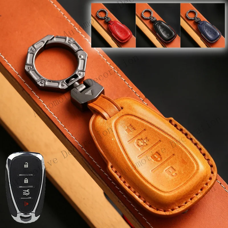 Z+ Real Leather Car Key Fob Case Cover For Chevrolet Malibu Cruze Camaro Volt Bolt