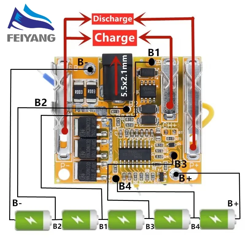 5S 18V 21V 20A Battery Charging Protection Board Li-Ion Lithium Battery Pack Protection Circuit Board BMS Module For Power Tools