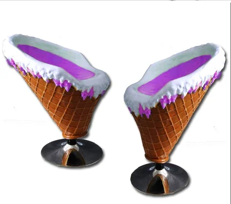 factory wholesale ice cream shop furniture decoration Fiberglass Cone Chair Table Trash Bin