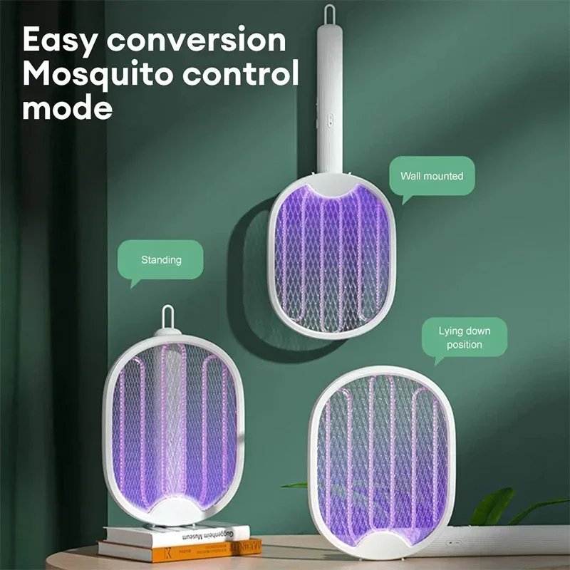 New Foldable Electric Mosquito Killer Fly Swatter Trap Usb Rechargeable Mosquito Racket Insect Killer With Uv Light Bug Zapper