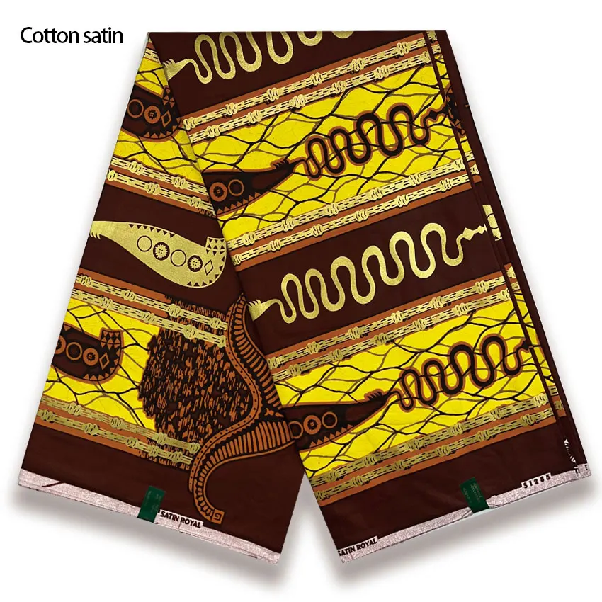 

New Cotton Satin Ankara Wax Fabric 6yards High Quality African Wax Print Fabric Soft Guaranteed High-end Satin Wax Y5-113-2