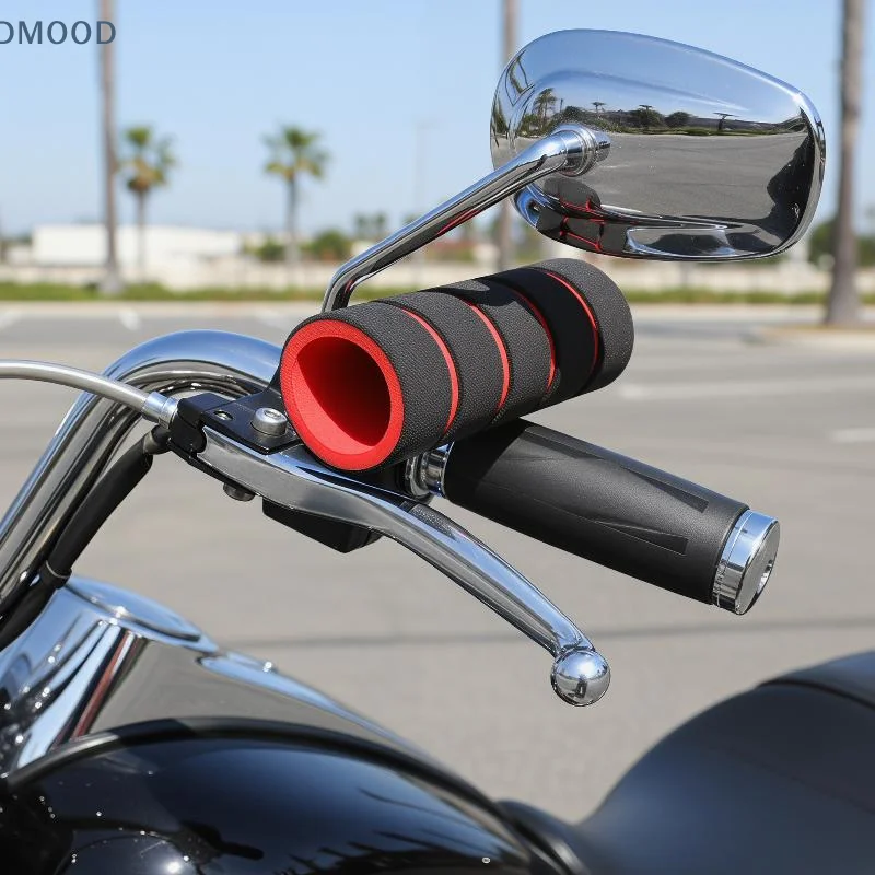 【CR】2PCS Universal Motorcycle Handlebar Cover Anti Slip Anti Vibration Easy Install Slip On for Motorbike Enthusiasts