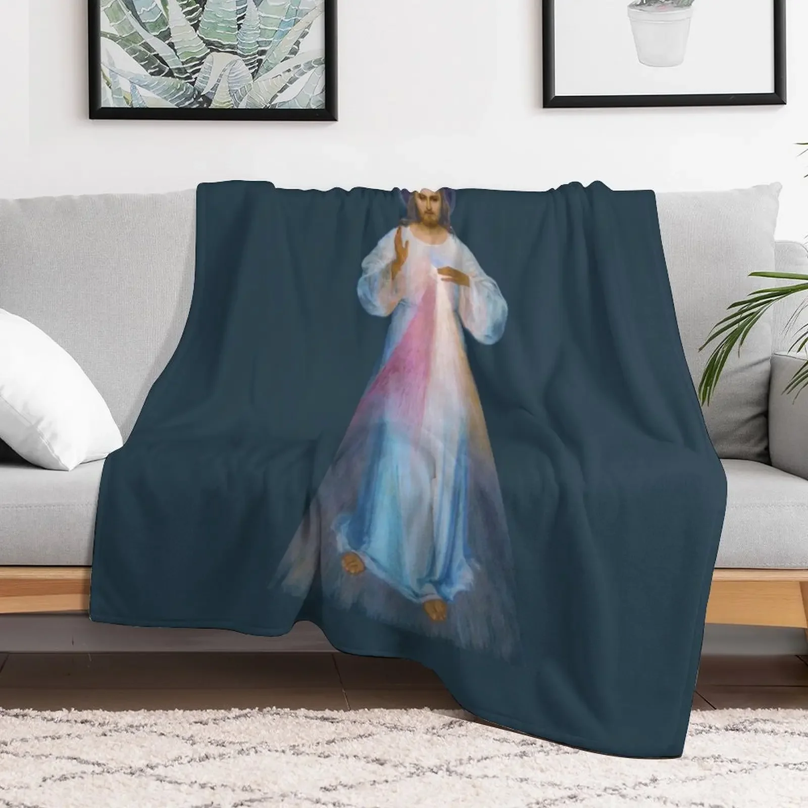 Jesus I Trust in You Throw Blanket Warm Flannel Blanket for Couch Chair Bedroom