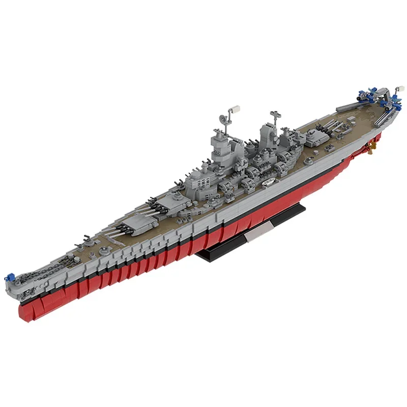 Buildmoc WW2 Military Iowa-Class Warship Series Building Blocks Model WW2 Military Soldier Battle Ship Model Weapon Children Toy