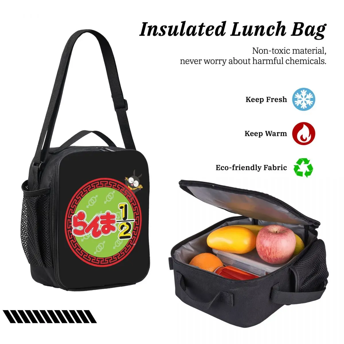 Ranma 1/2 Backpack Student Boys Girls BookBag School Bag Laptop Shoulder Bags 3ps Insulated Lunch Bag Pencil Case