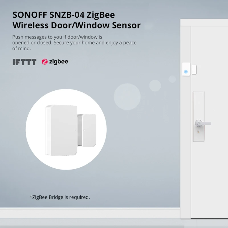 SONOFF ZigBee WiFi Door Sensor Window Sensor SNZB-04 DW2-RF Smart Home Security System Remote Control With SONOFF Bridge EWeLink