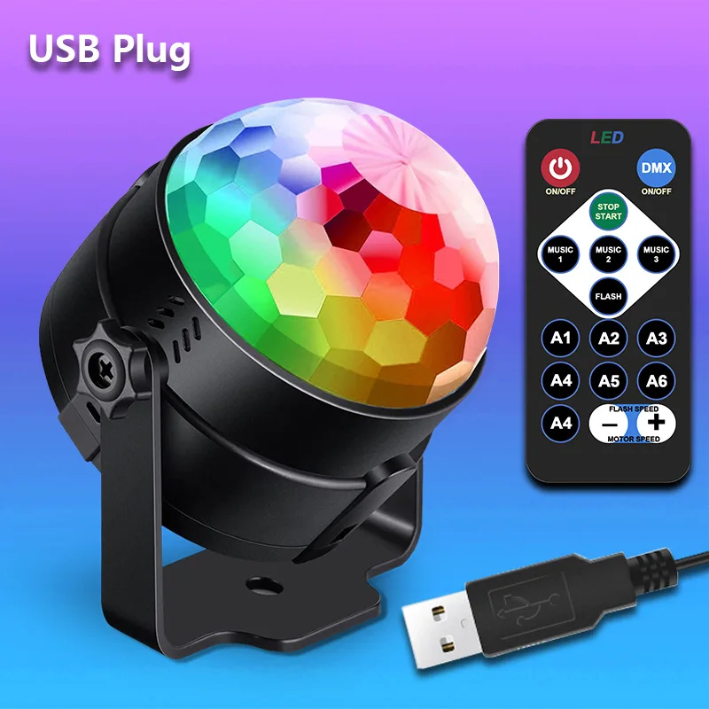 RGB أضواء ذكية الأسرة حفلة ديسكو الرقص التحكم Led كرة سحرية صغيرة كريستال سبعة ألوان الدورية ضوء المرحلة الليزر KTV