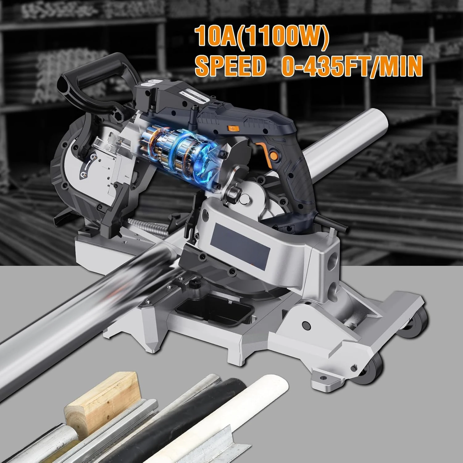 Band Saw with Lightweight Aluminum Base, 10 Amp 5 Inch Deep Cut Bandsaw, Variable Speed Handheld Automatic Multipurpose