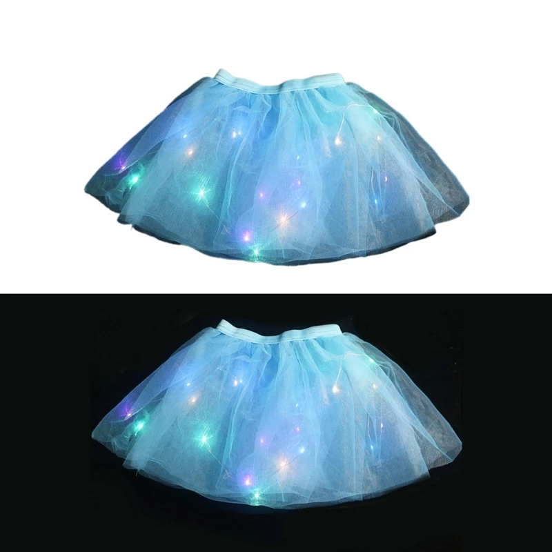 Children Girl Princess Dress Light Up Short Skirt Stage Performance Props Dress 4-6Y Girl New Year Party LED Tutu Skirt