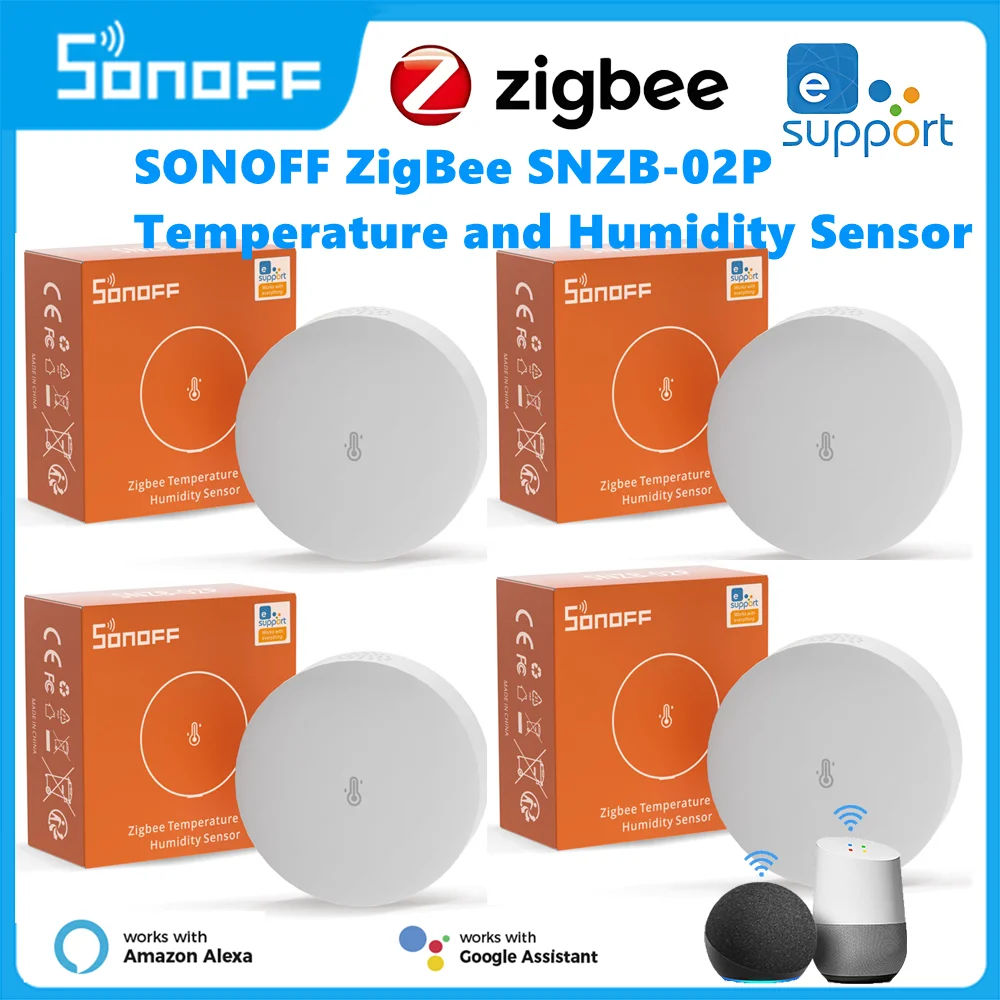 SONOFF Zigbee Temperature and Humidity Sensor SNZB-02P High-Accurate Monitor for Smart Home via eWeLink Work with Alexa Google