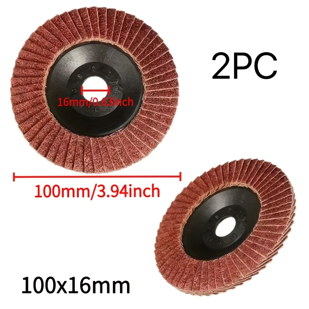 2Pcs 4in 60 Grit Sanding Wheel Disc Angle Grinder Accessory Metal Rust Removal Wood Polishing Grinding Tool