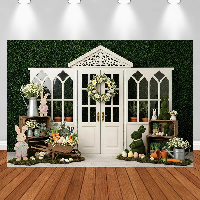 

LS Spring Flower Shop Backdrops Child Baby Photo Props Adult Kids Decors Photography Easter Egg Garland Bunny Studio Backgrounds