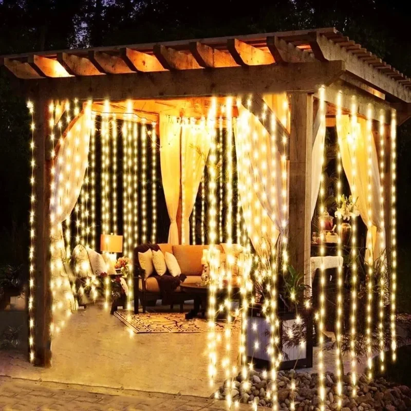 

Fairy Light Solar Curtain String Lights Outdoor Christmas LED Lighting Great for Party Wedding Birthday Patio Garden Decoration