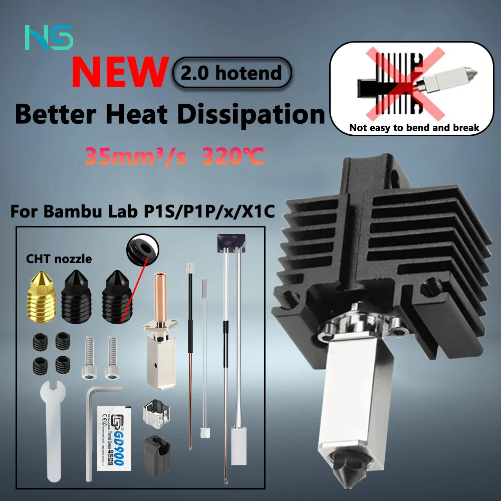 

Haldis 3D for Bambu lab Hotend Upgrade 2.0 Hotend for X1 X1C P1P P1S hotend P1P Thermistor Hardened steel nozzle