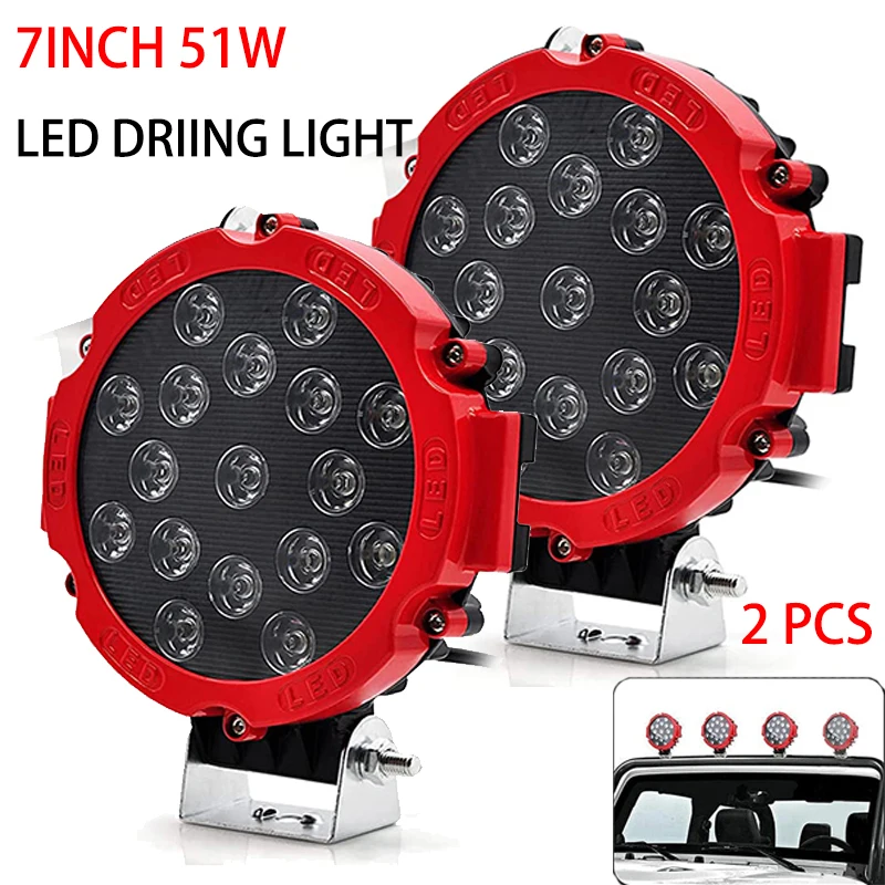 

2X Bright LED Off-Road Work Light LED Waterproof Spotlight Headlight Spot Lamp Automotive Car Accessories, for Truck JEEP Hummer