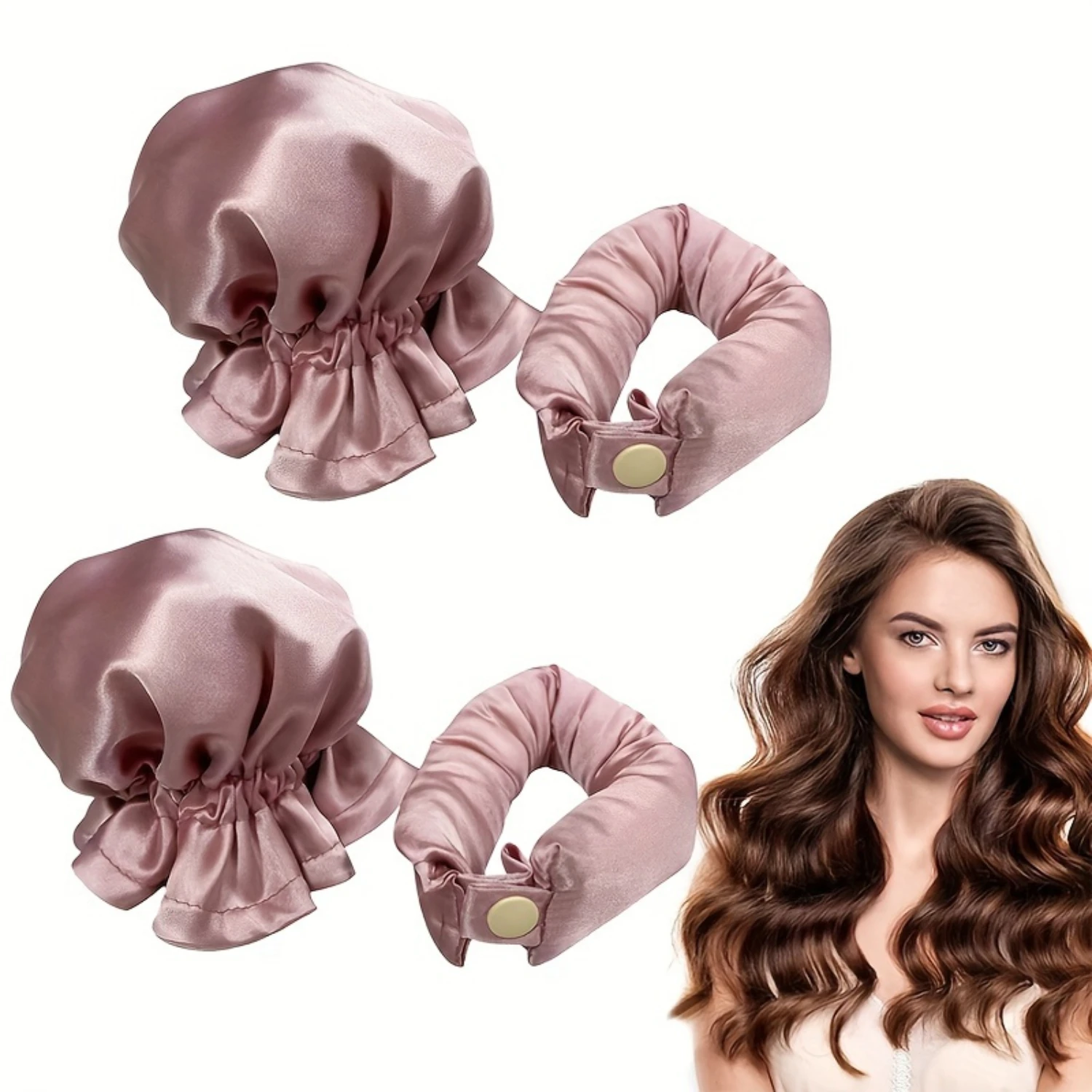 

2pcs/Set Silky Satin Heatless Hair Curler Set, No Heat Hair Curling Stick Cover, Suitable For Sleeping In Overnight