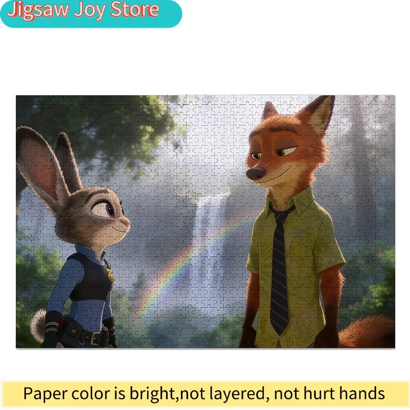 Puzzle da 1000 pezzi Disney Zootopia Judy Hopps e Nick Wilde con poster |   Rompicapo ad alta difficoltà, per adulti, regalo di compleanno, creativo