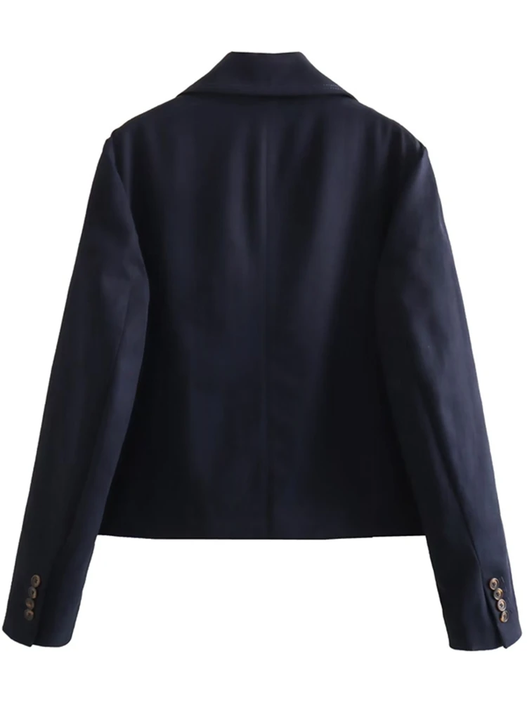 ZACK RAIN Navy Blue Jacket For Women 2023 Autumn Turn-Down Collar Jacket Office Lady Long Sleeves Jackets Female Outwears Chic