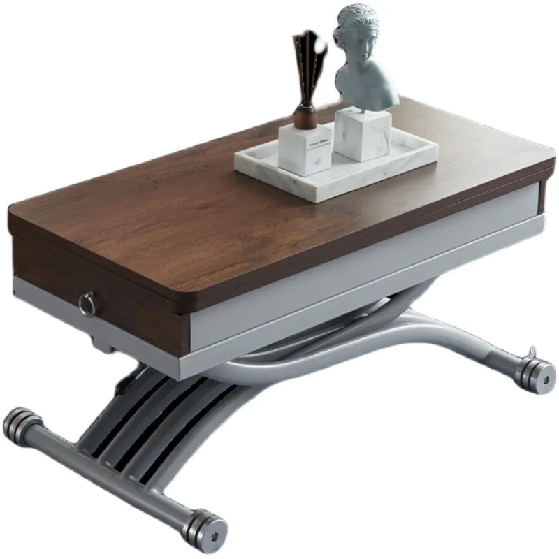 

Solid wood lifting coffee table dining table dual-purpose integrated telescopic folding rectangular rock slab