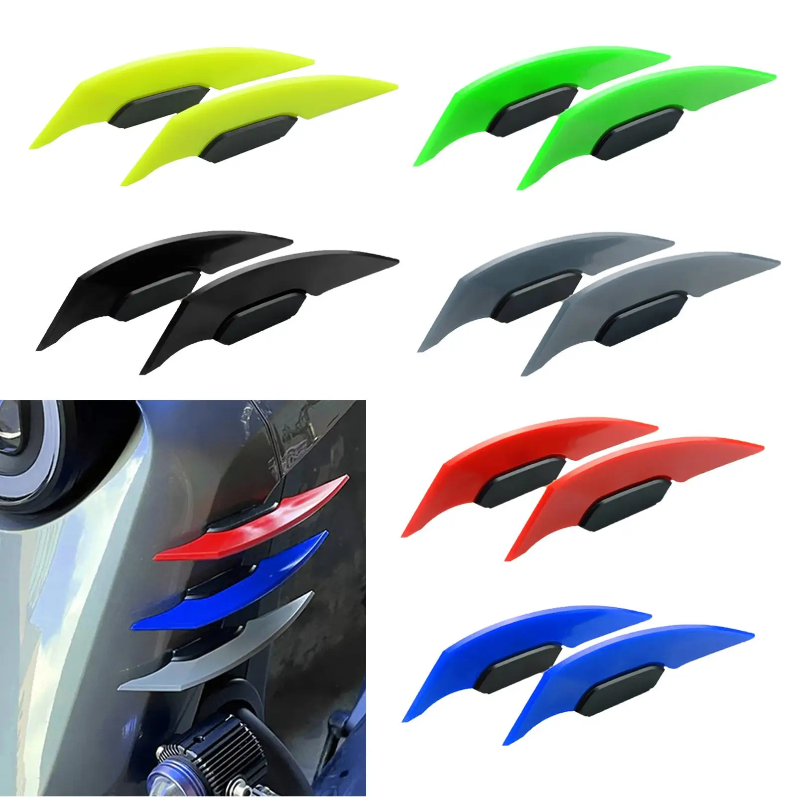2x Motorcycle Winglets Fairing Side Spoiler Fixed Wind Wing Stickers Fit for Most Scooters Electric Motorcycles Motorcycle