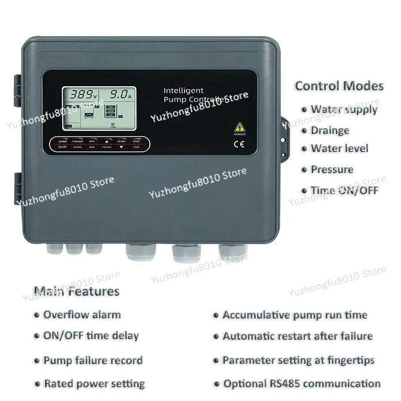 Automatic pump controller with float switch and pressure gauge, irrigation pump controller with timer