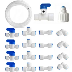 Reverse Osmosis Quick Coupling 1/4 Hose Connection Tee Y Connector 2 Way Equal Elbow Straight RO Water Plastic Pipe Fitting