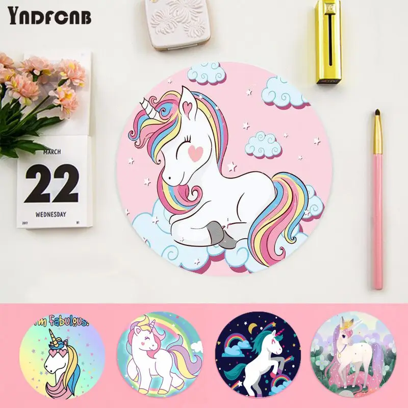 

Cute Cartoon Unicorn Anti-Slip Round Gaming Mouse Pad Gamer Desk Mats Keyboard Pad Mause Pad Office Desk Set Accessories