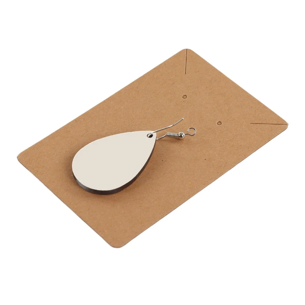 50pcs Water Droplets Sublimation Earring Blanks Set Lightweight White Thermal Transfer Earrings Set Ear Hook Cardboard MDF
