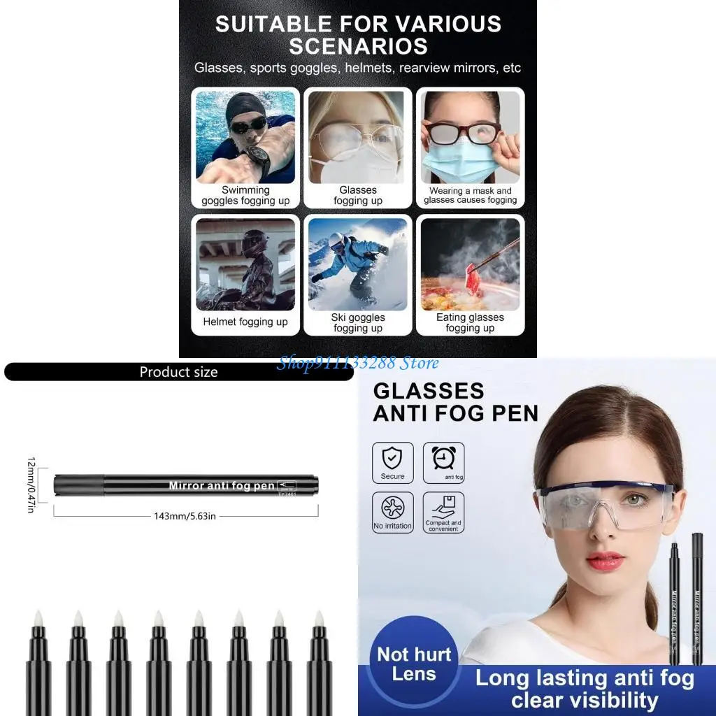 G88D Glasses Anti Fogging Brush Pen Eyeglass Len Anti Fog Pen Glasses Defogger Pen for Swimming Cooking Outdoor Activity