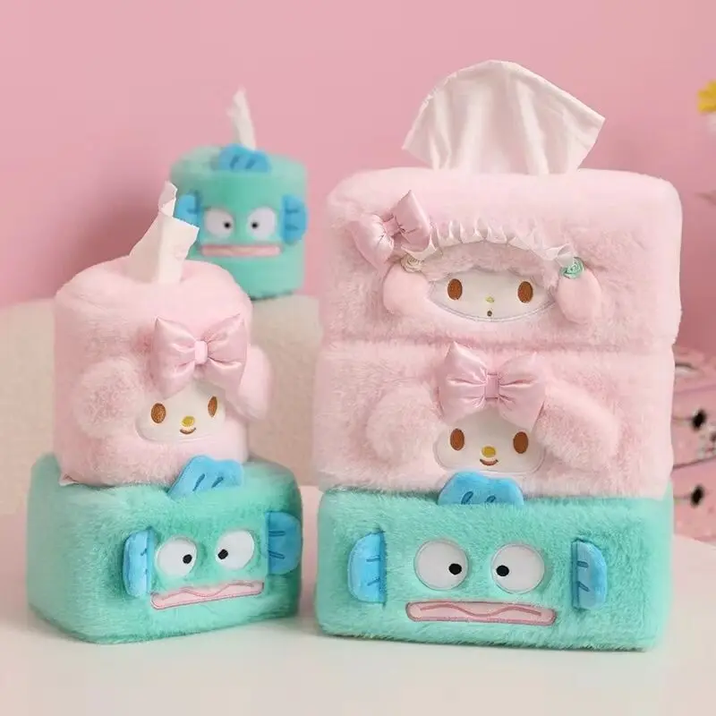 

Sanrio Originality Cartoon Tissue Box Anime Hangyodon My Melody Plush Tissue Box Car Home Minimalist Desktop Paper Box