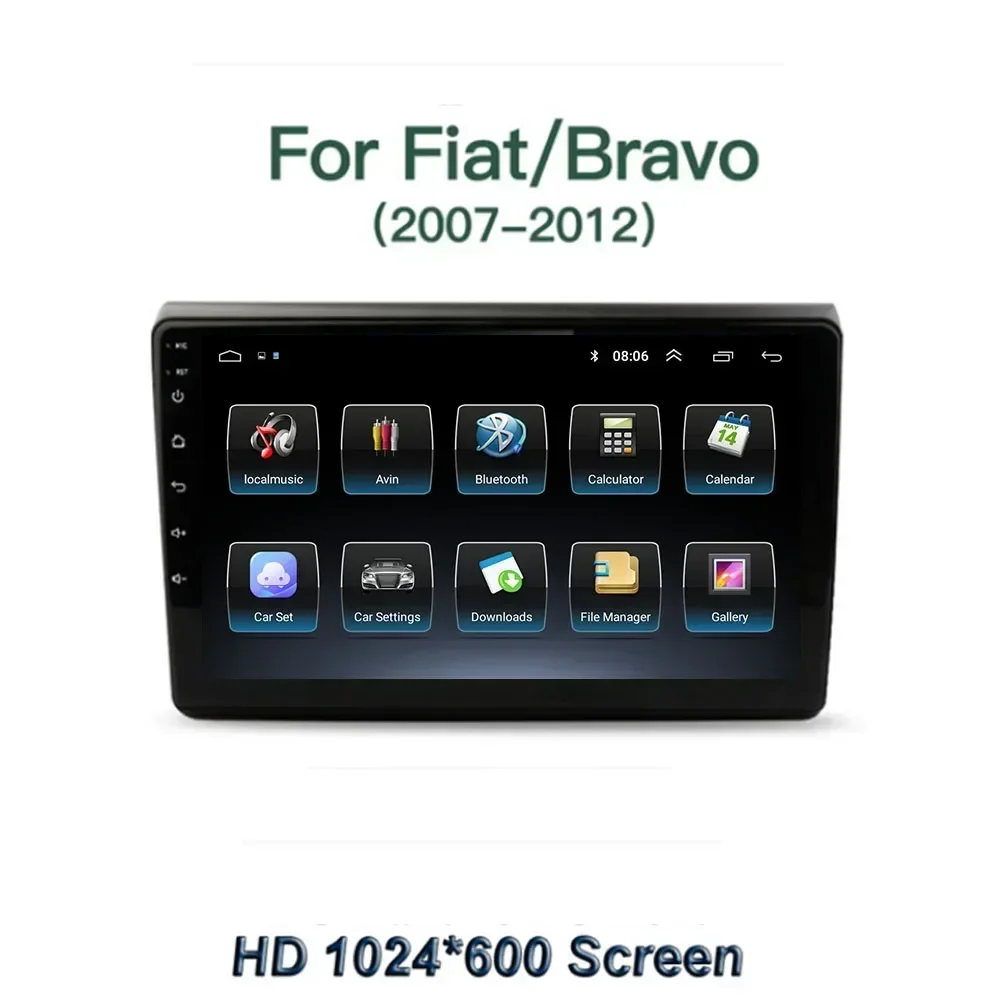 Car Radio GPS Android 13 Multimedia Video Player Auto Stereo Audio For Fiat Bravo 2007 2008 2009 2010 2011 2012 Carplay NO DVD