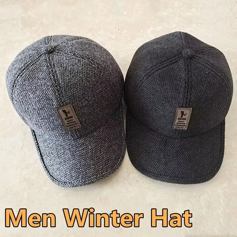 

Winter Men Baseball Cap Retro Wool Winter Hats For Men Women Thicken Warm Ear Protection Caps Outdoor Sport Peaked Cap Dad Hat
