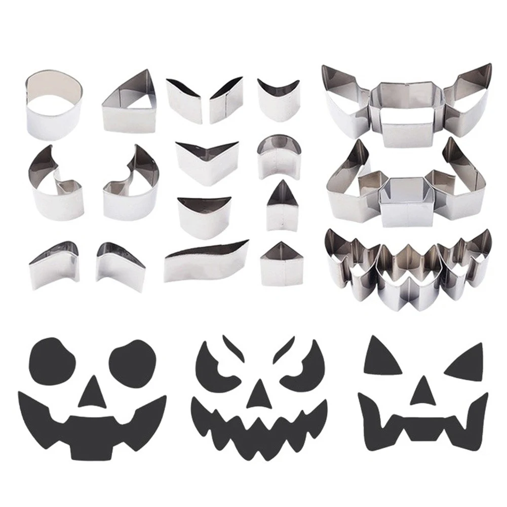 Pumpkin Carving Tools 24PCS Halloween Kit with Stainless Steel Cutters Pumpkin Scoop Hammer and 22 Reusable Stencils